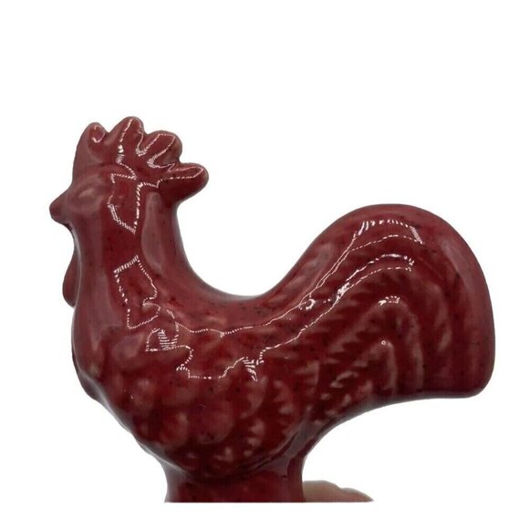 Rooster Wine Bottle Stopper Cork Lot Of 2 Red Ceramic Farmhouse Chicken India - Picture 11 of 11